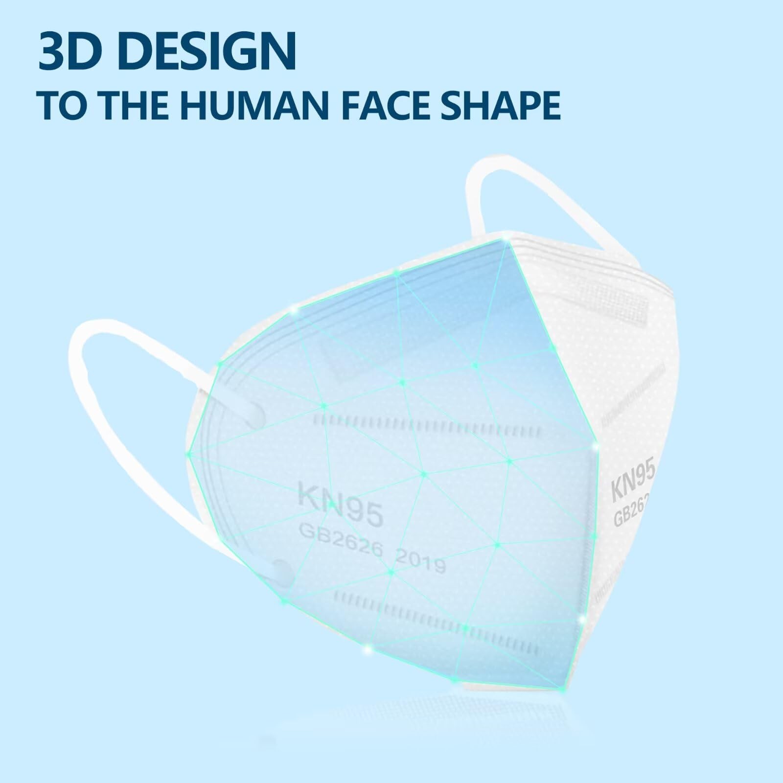 50PCS KN95 Face Masks Breathable Disposable Mask 5 Layer Cup Dust Safety Filt…