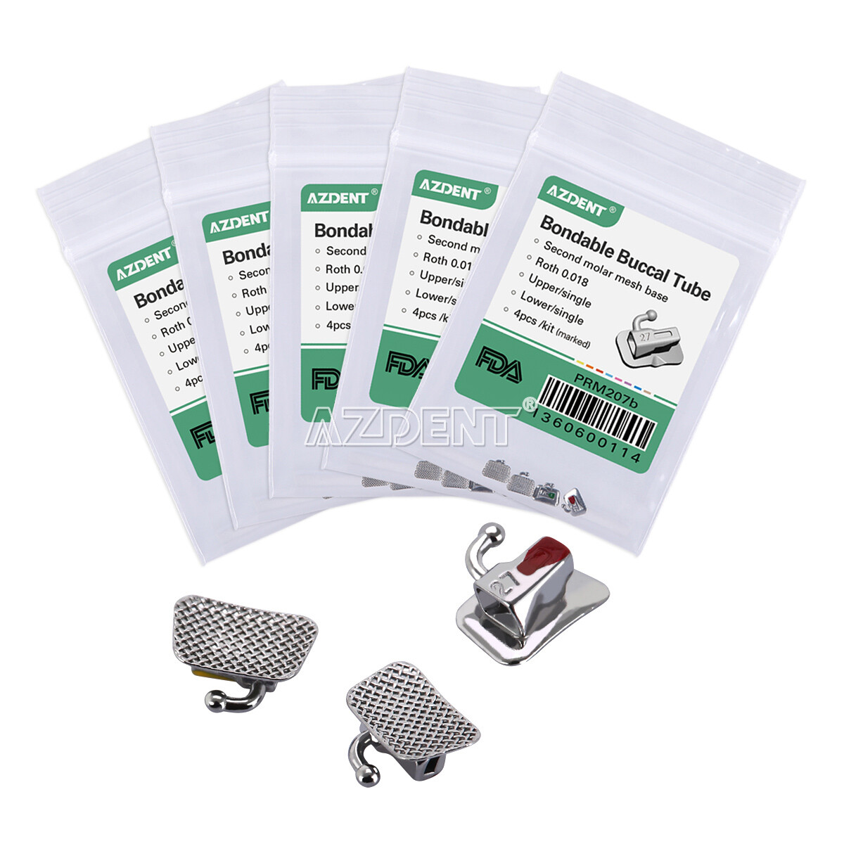 AZDENT Dental Orthodontic Bondable Buccal Tube 1st 2nd Molar MBT/Roth.022/.018
