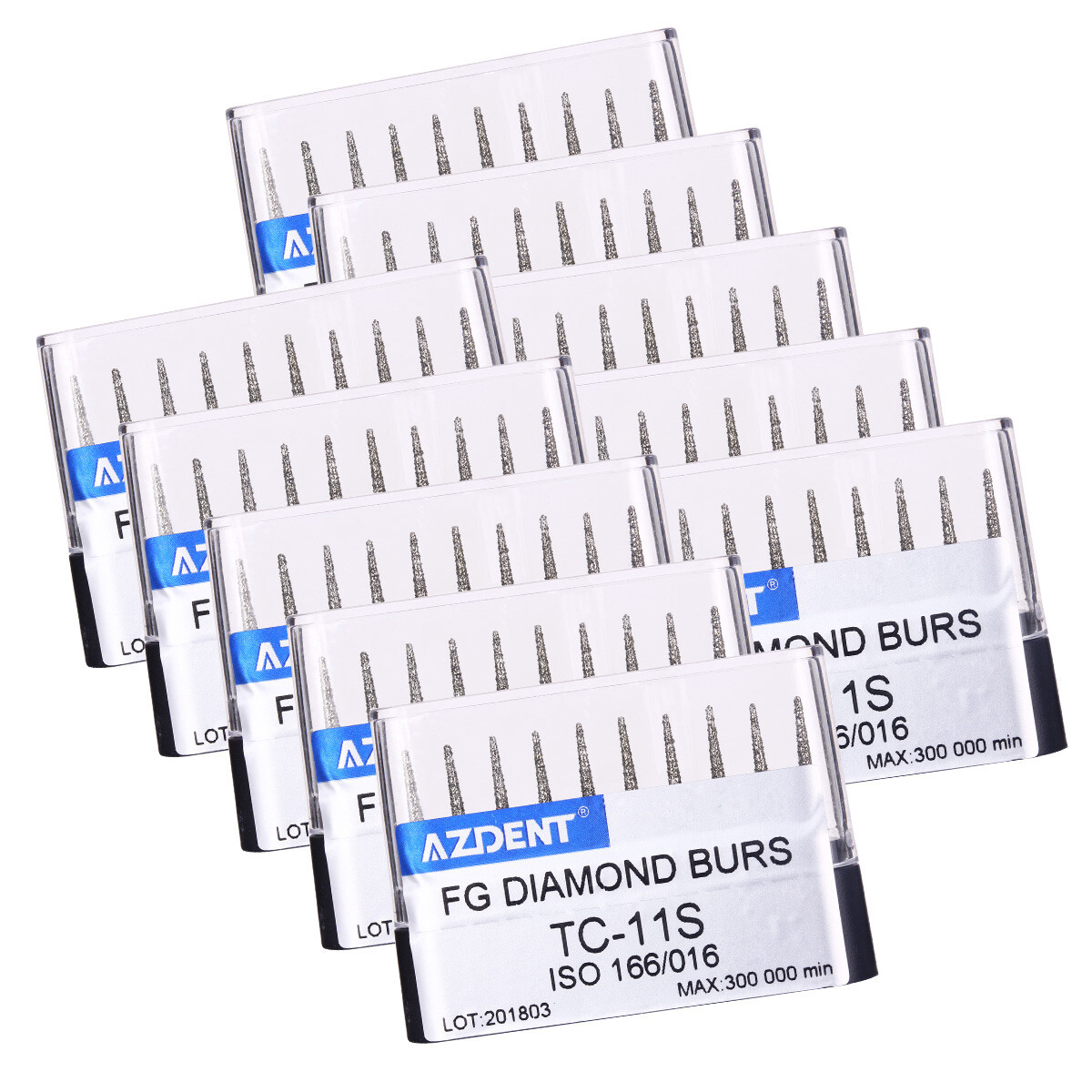 10pc/kit AZDENT Dental Diamond Burs High Speed Handpiece Friction Grip 20 Types