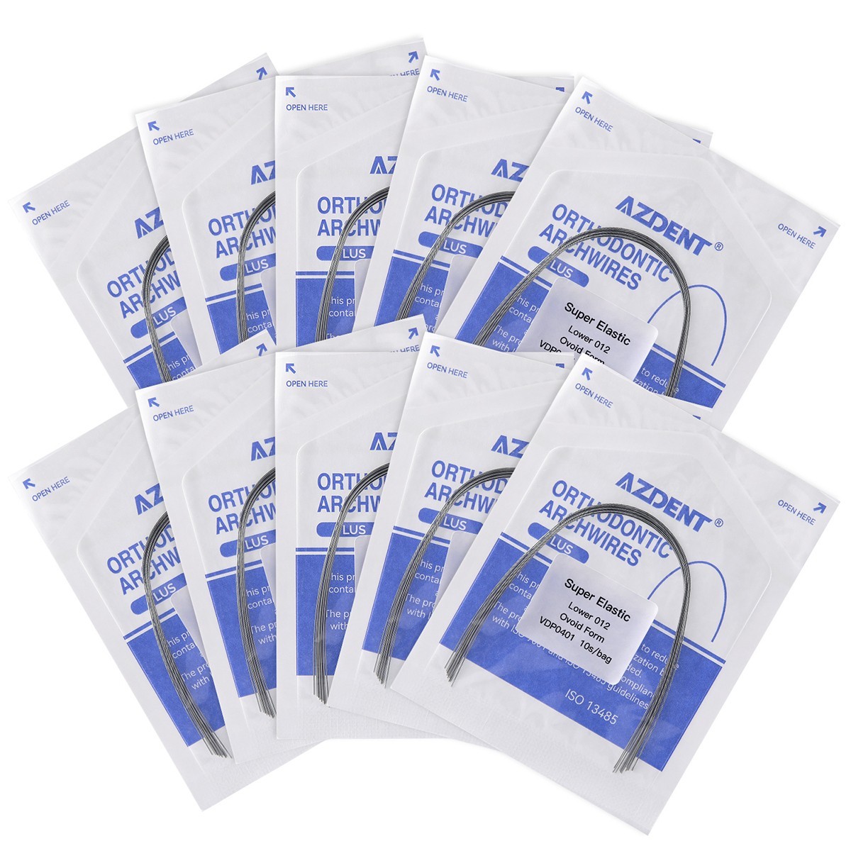 AZDENT Plus Dental Ortho Super Elastic NiTi Arch Wires Round Ovoid 10pcs/Bag