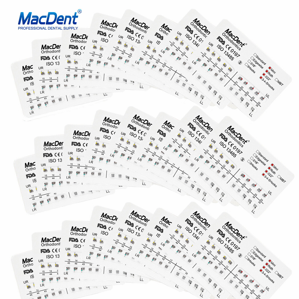 MacDent Dental Orthodontic Metal Brackets Braces Mini/Standard Roth/MBT 022/018