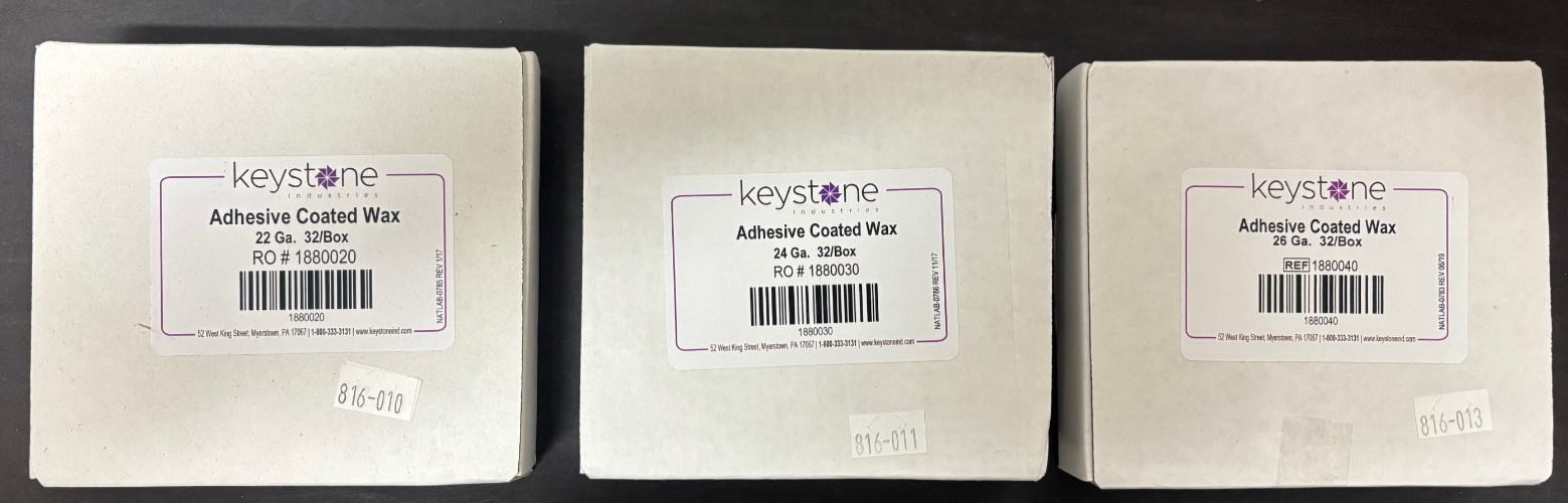 Keystone Adhesive Relief Wax 22 gauge, 24 gauge, 26 gauge BOX OF 32