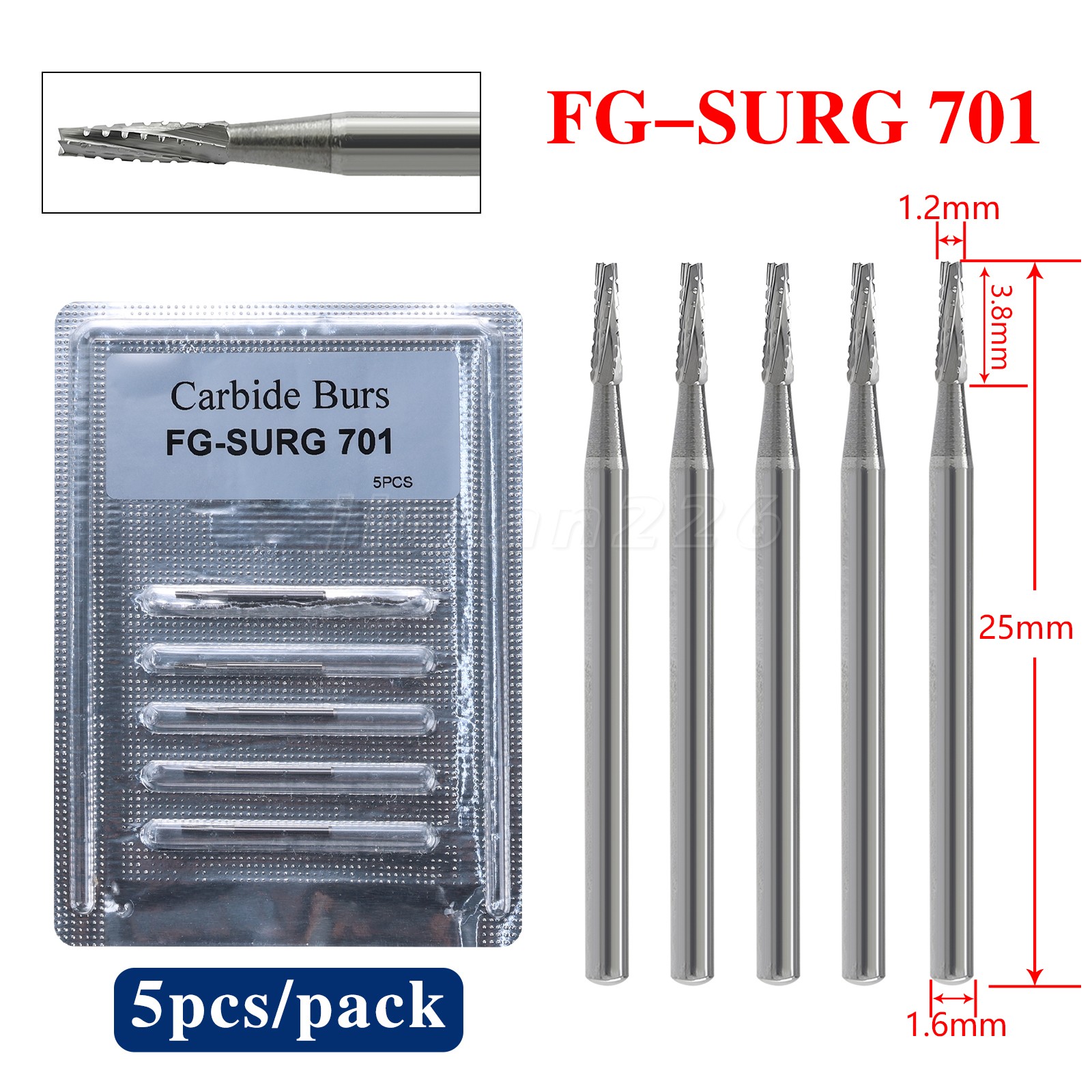 Dental 701 Surgical Burs FG SURG High Speed Carbide FGOS