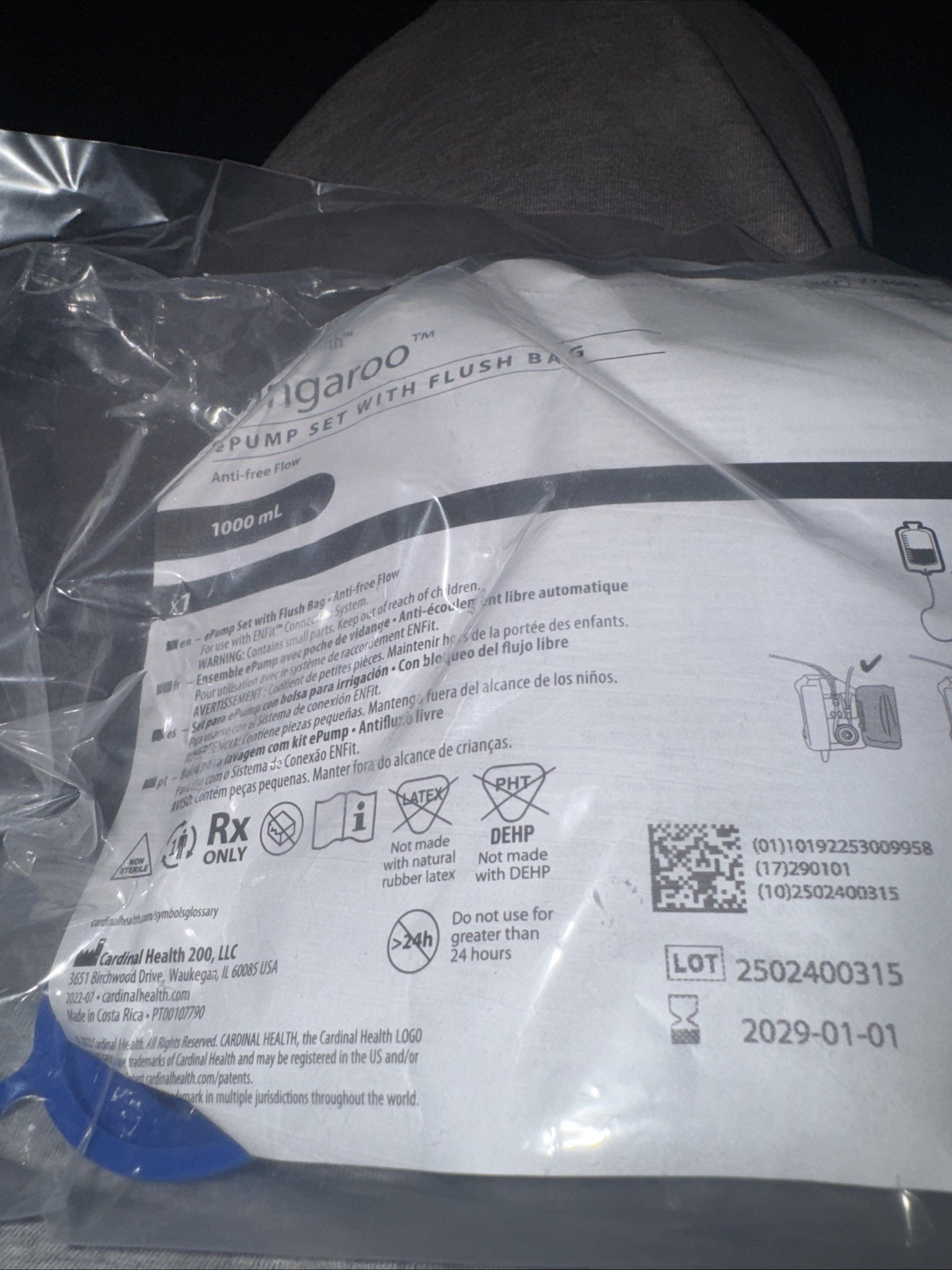 Cardinal Health Kangaroo 1000ML Feeding Bag W/ Flush Bag Lot Of 52. #763662