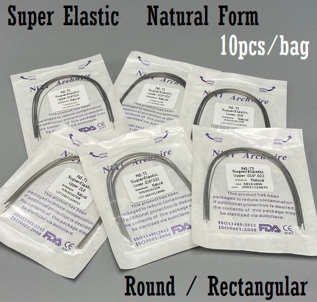 Dental Orthodontic Arch Wire Super Elastic Niti Round Rectangular Natural Form