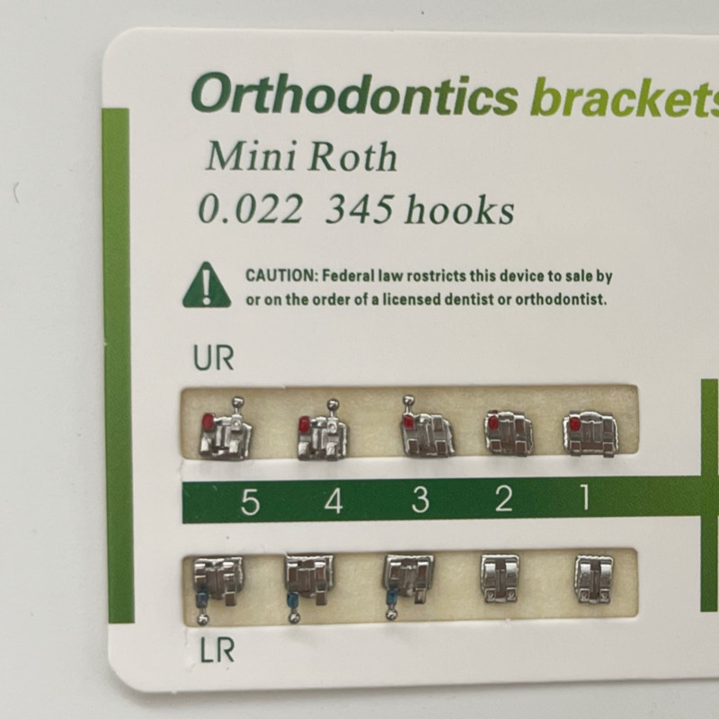 1-200Sets Dental Orthodontic Metal Brackets Mini Roth 022 345 hooks Mesh Base