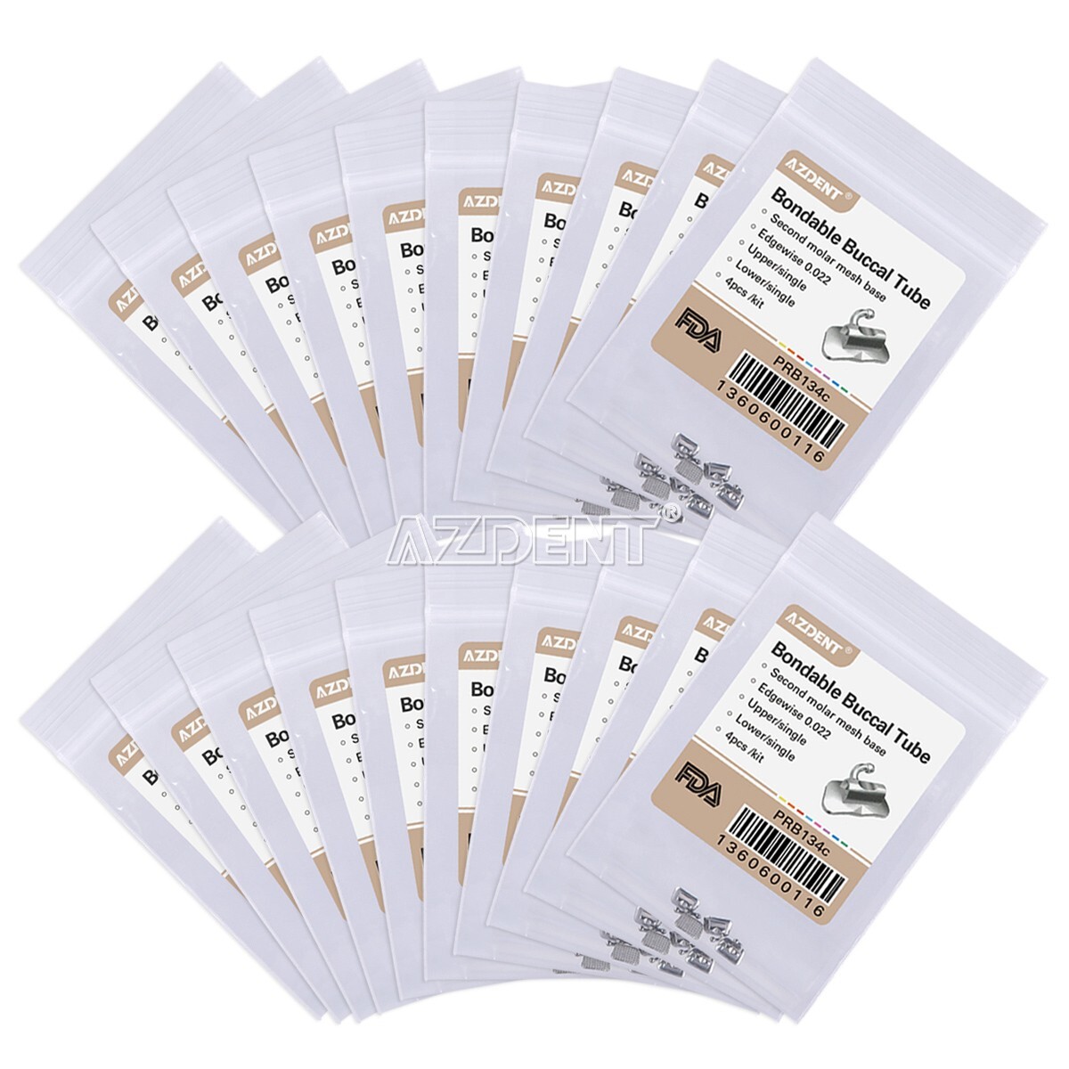 4pcs Dental Orthodontic 1st Molar Edgewise 0.022 Buccal Tubes Bondable Non-conv