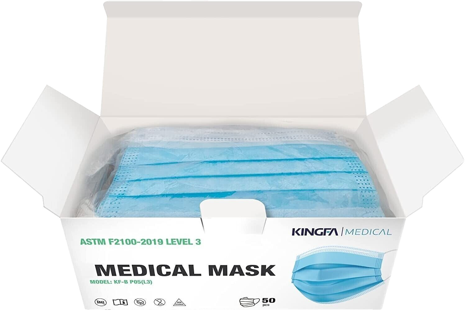 (90) 3-Ply Face Masks Medical Surgical Disposable Ear Loop Mask, ASTM LEVEL3