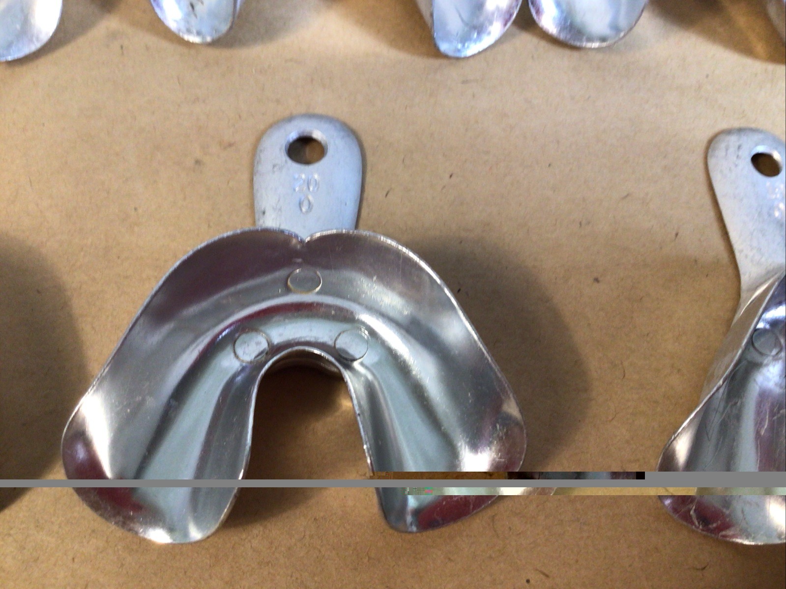 Vintage Metal Dental Impression Trays Molds Lot of 17 W/ TRUBYTE Occlusal Plate