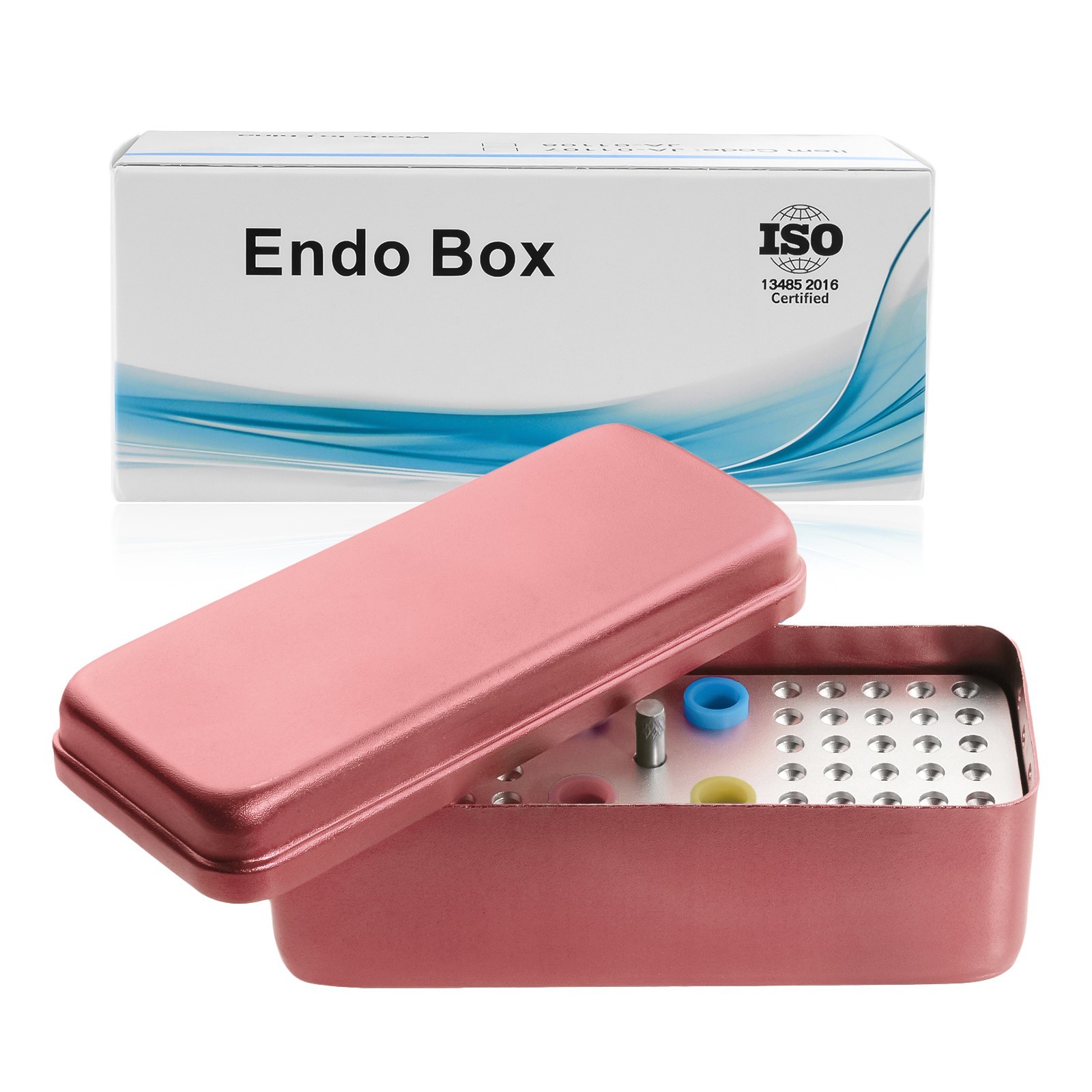 60 Holes Dental Disinfection Endo Files Holder Aluminum Box Autoclave Pink US