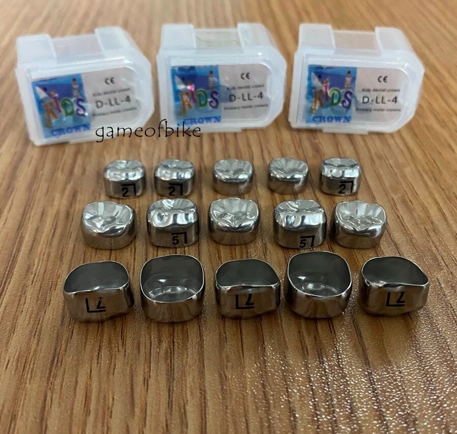 5pcs/box Dental Kids Crown Stainless Steel Primary Pediatric Teeth Molar Crowns