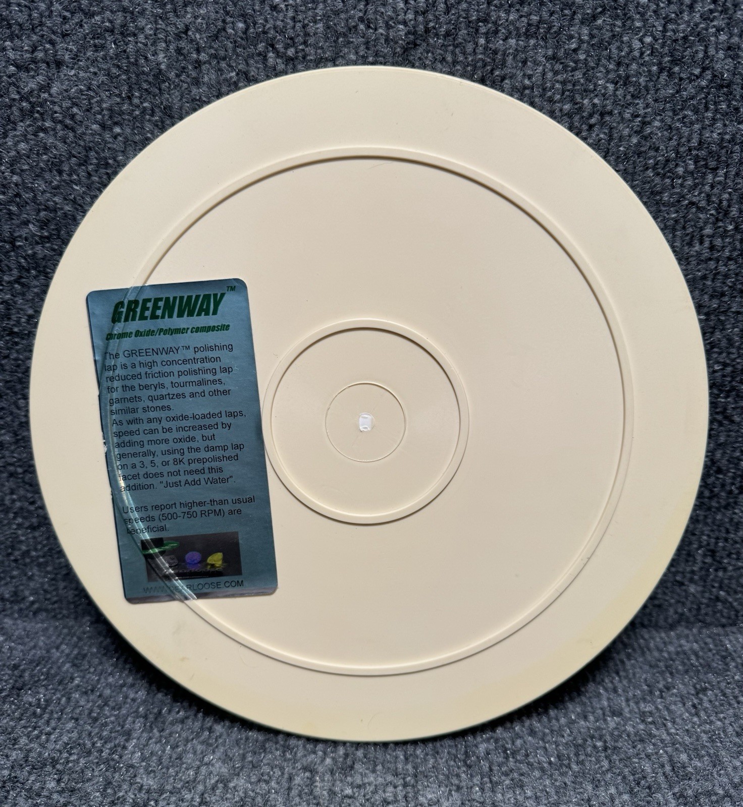 Gearloose Greenway 8” Chrome Oxide Composite Polishing Lap Faceting Gemstone