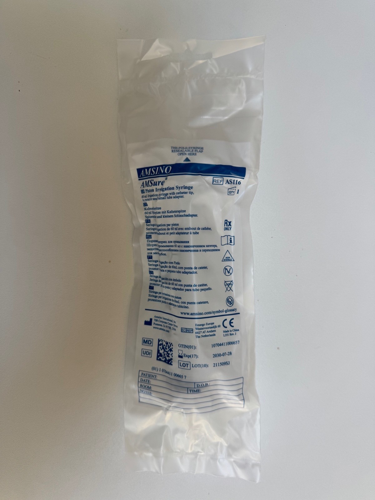 AMSINO AMSure AS116 Piston Irrigation Syringe – 30 Count