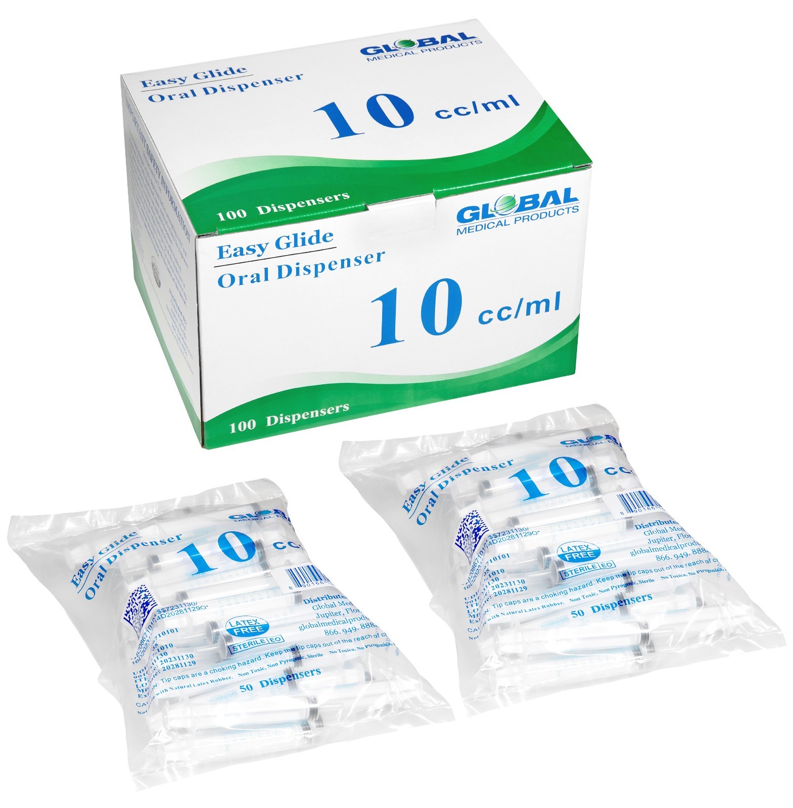 Global Medical Products – 10cc ORAL Syringe – QTY 100 – Sterile – NO TIP CAPS