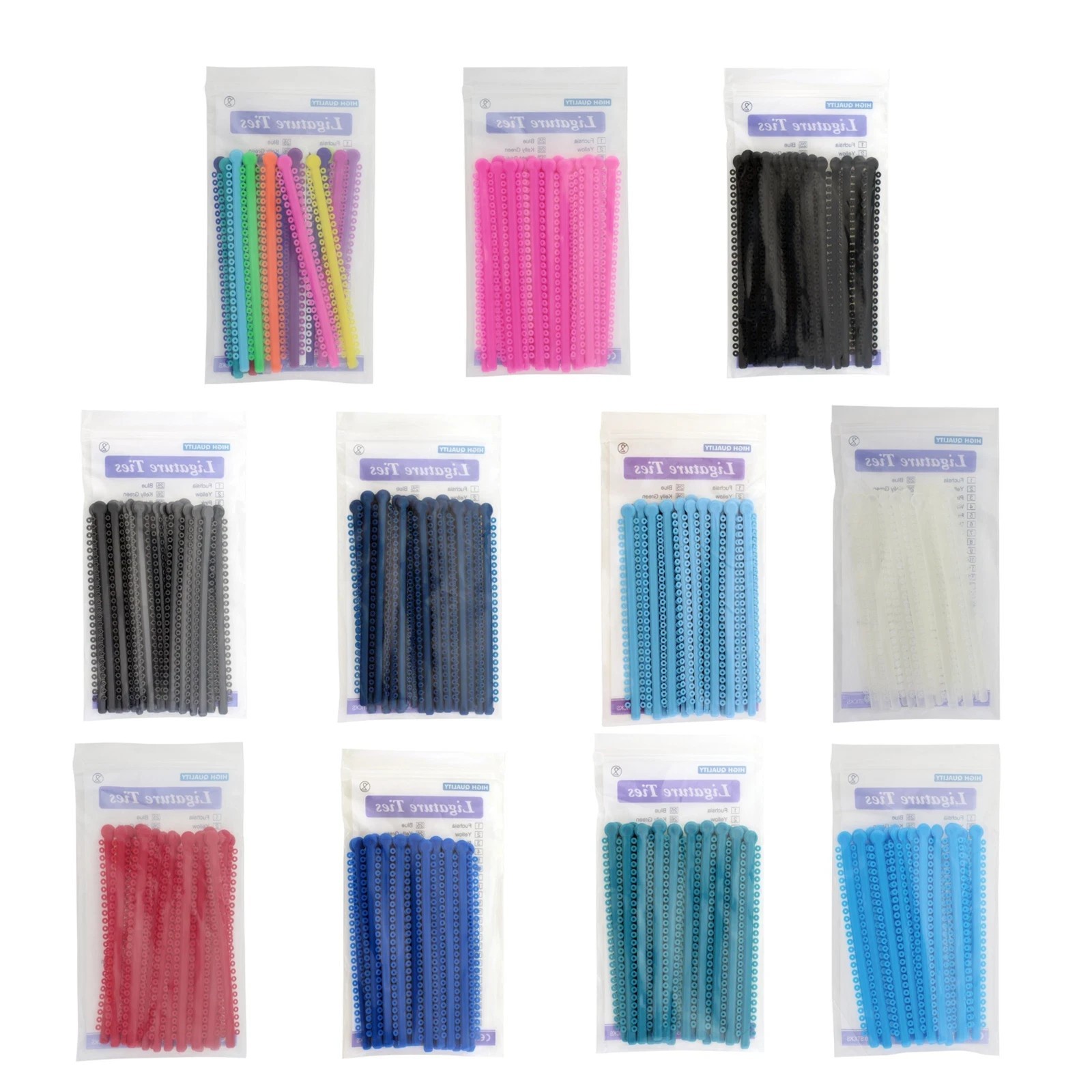 Dental Orthodontic Elastic Ligature Ties Rubber Bands Brace Single/Double Color