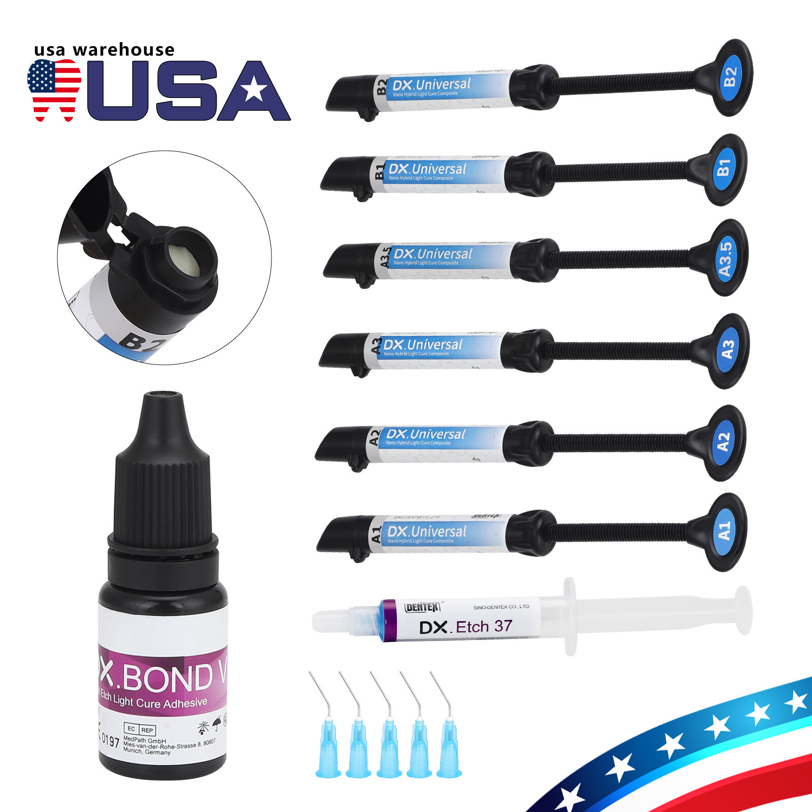 Dental Composite Resin Light Cure Bonding Agent Acid Etching Gel A1 – A3.5 B1