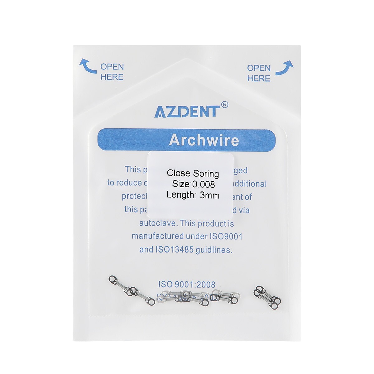 AZDENT Dental Orthodontic NITI Closed Coil Spring for Bracket Brace 10pcs/bag