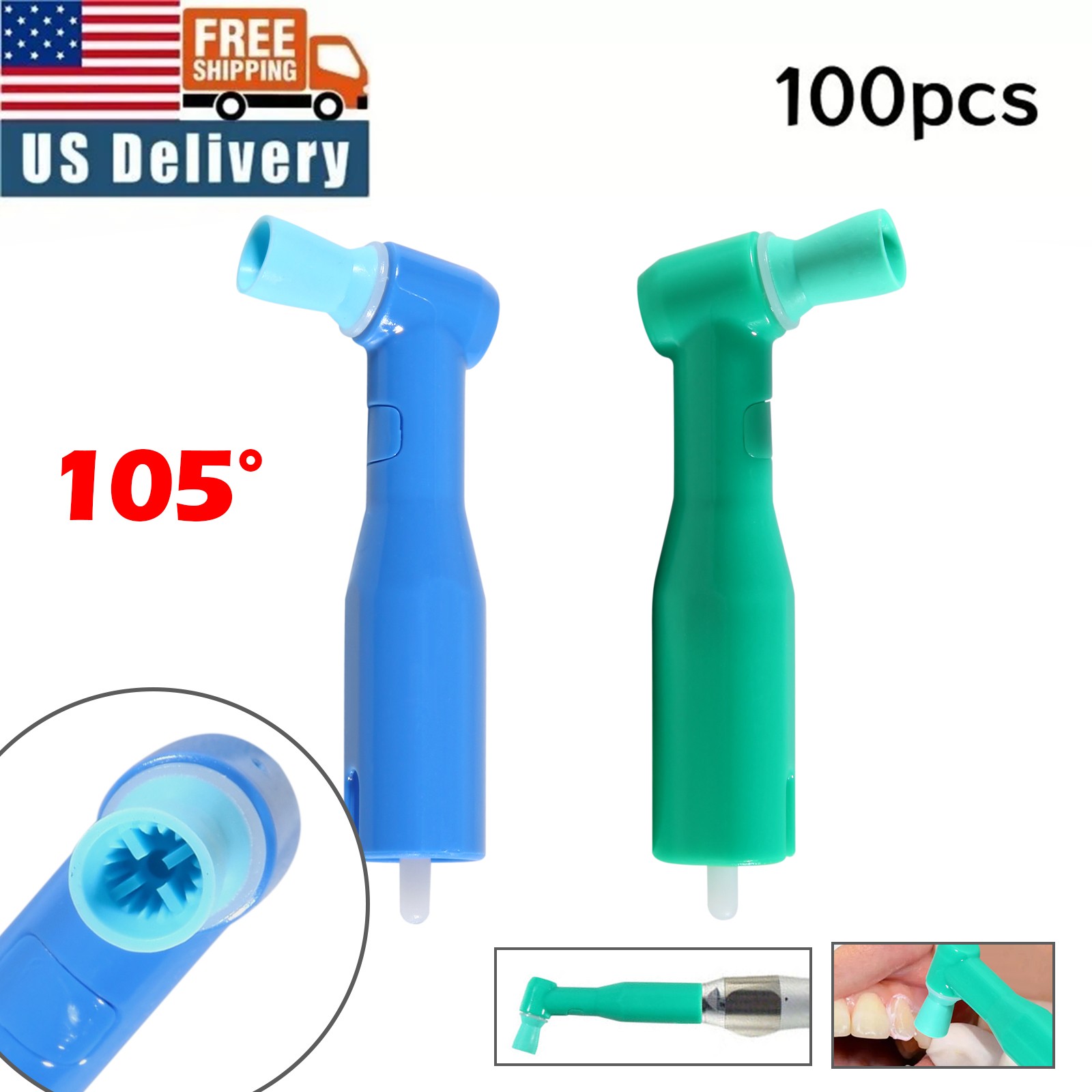 Dental Disposable Prophy Angles Soft/Firm 90° 105° -Latex Free 100-500-1000 pcs