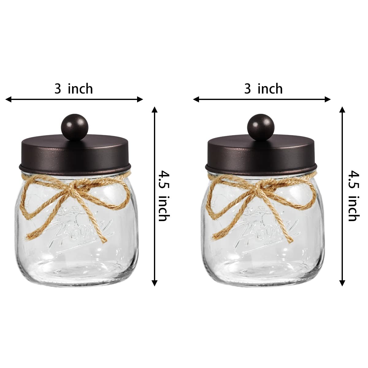 SheeChung 3-Pack Qtip Holder Bathroom Organizer, Cotton Swab Dispenser Jars Deco