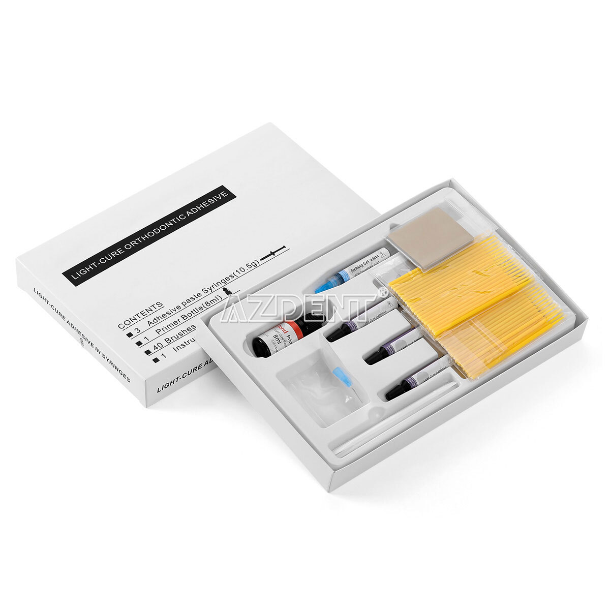 Dental Orthodontic Bonding System Adhesive paste Syringes Light Cure Brushes Kit