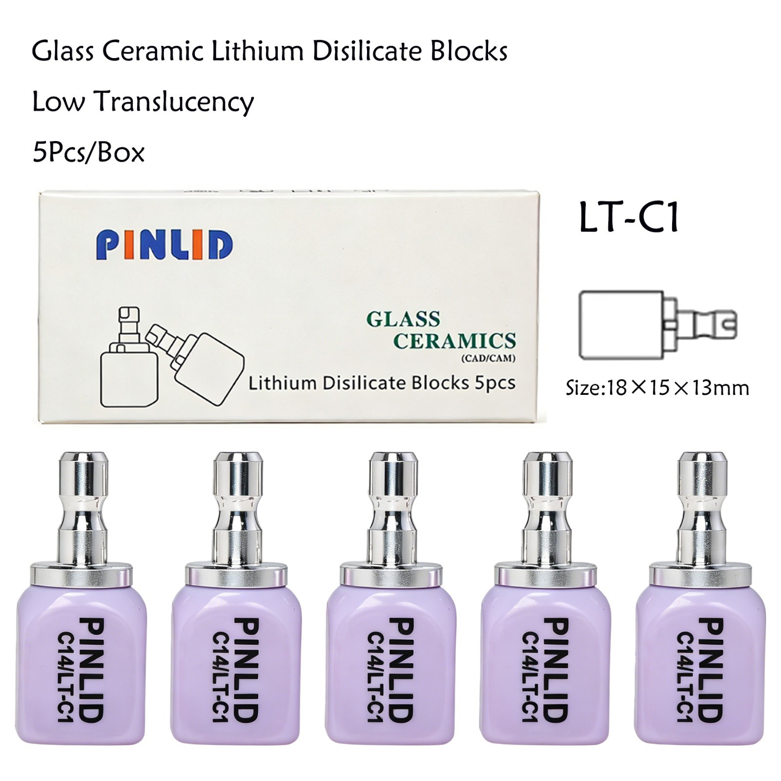 US C14 Emax Dental Glass Ceramic LT Lithium Dislicate CAD/CAM Cerec Blocks 5PCS