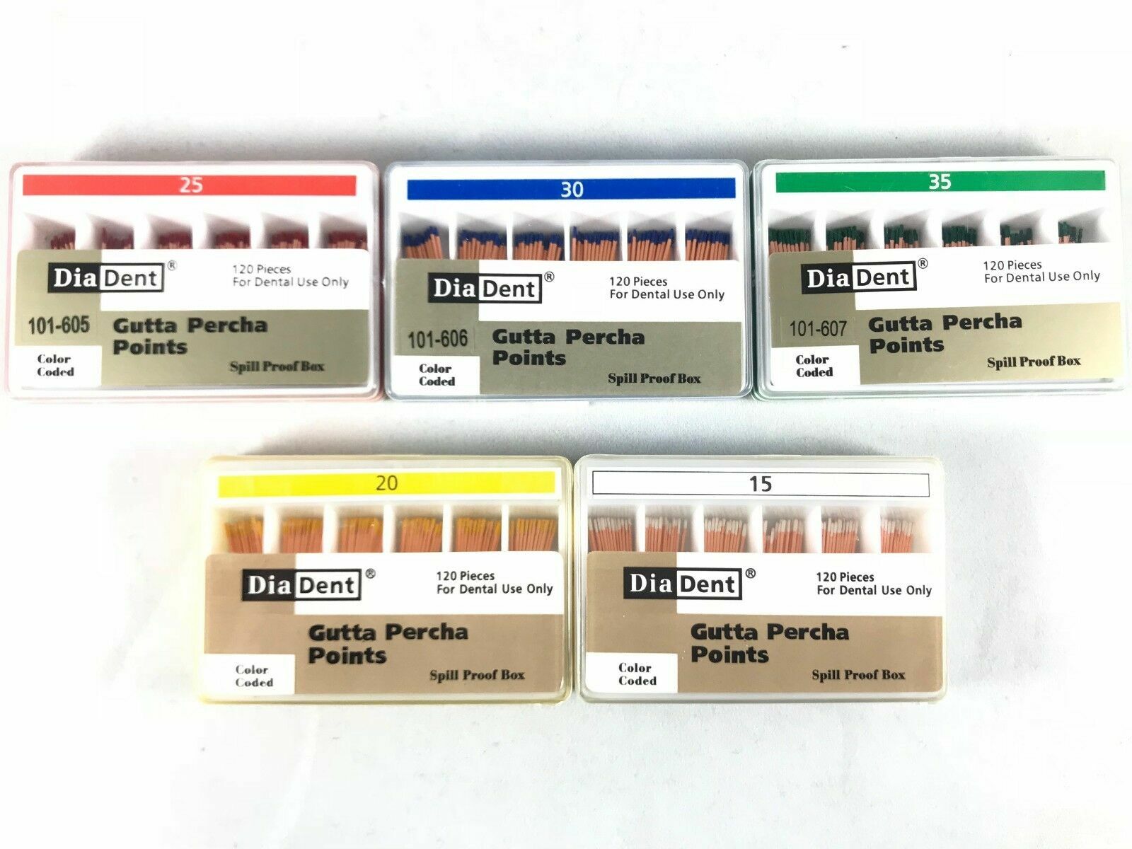 DIADENT Gutta Percha Points Endodontics (240 Pieces) All sizes Spill Proof 2 Box