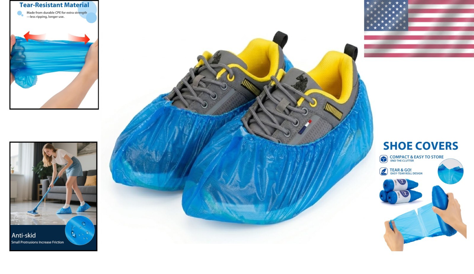 100 Pack Disposable Waterproof Shoe Covers – Hygienic Non-Slip Indoor Booties
