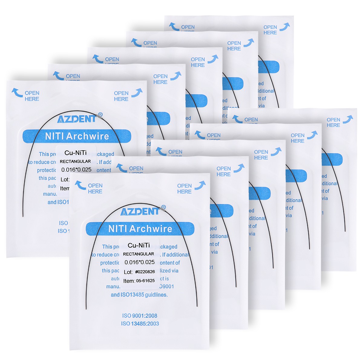 AZDENT Dental Super Elastic Copper Cu-NiTi Rectangular Arch Wire Stops Preformed