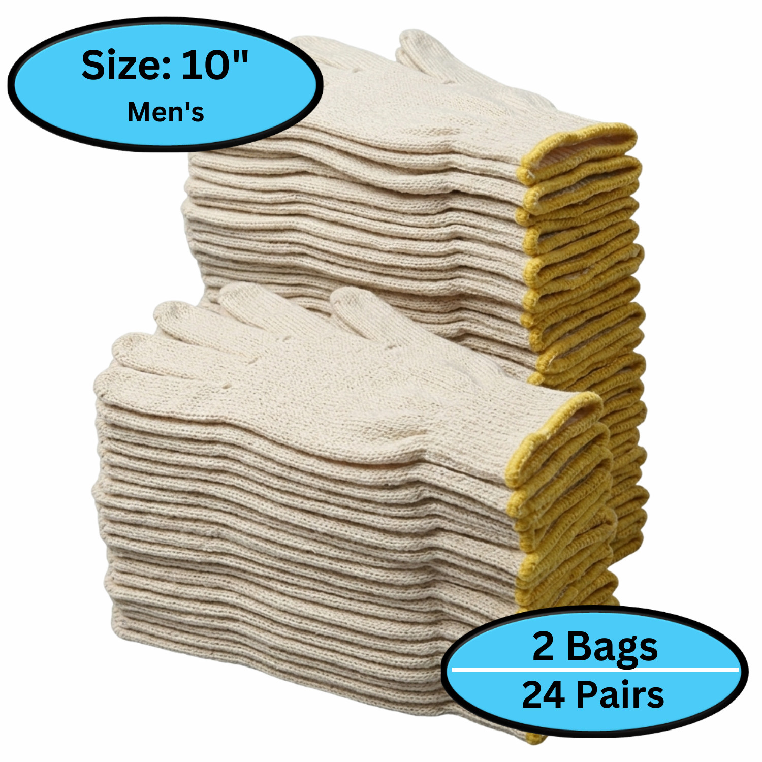 12-24 Tan String Knit Cotton Blended Safety Work Non-Disposable Gloves