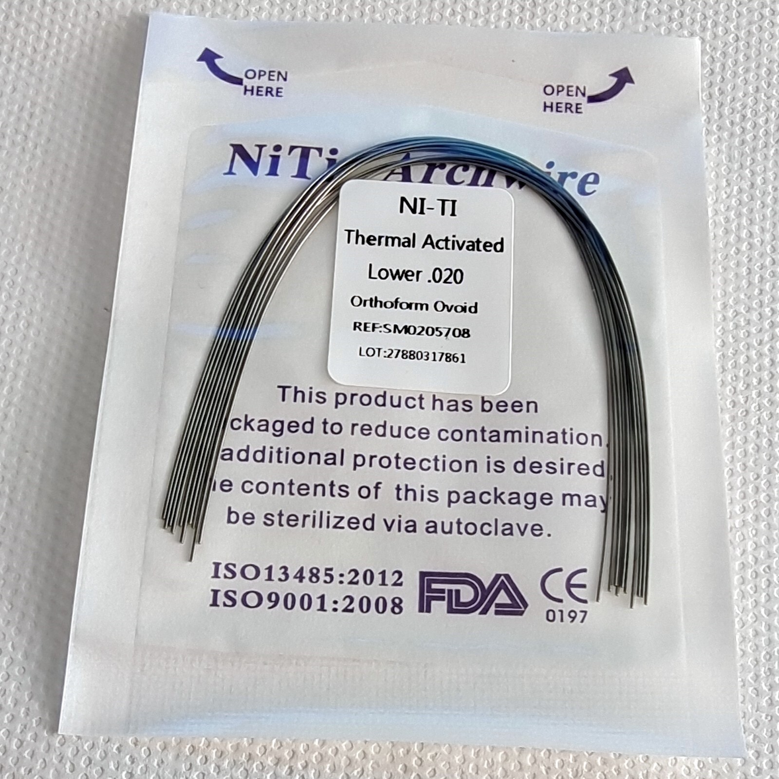 Dental Orthodontic Heat Thermal Activated NITI Arch Wires Ovoid Round Wire
