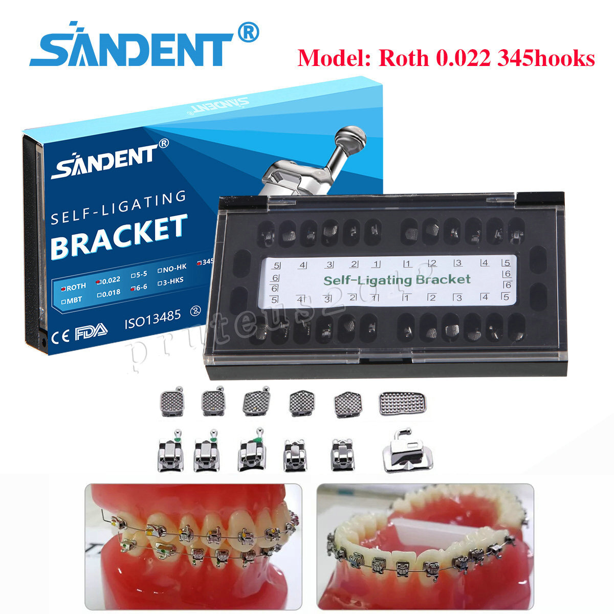 Dental orthodontic Self-ligating bracket Braces MINI ROTH.022 Hook 345