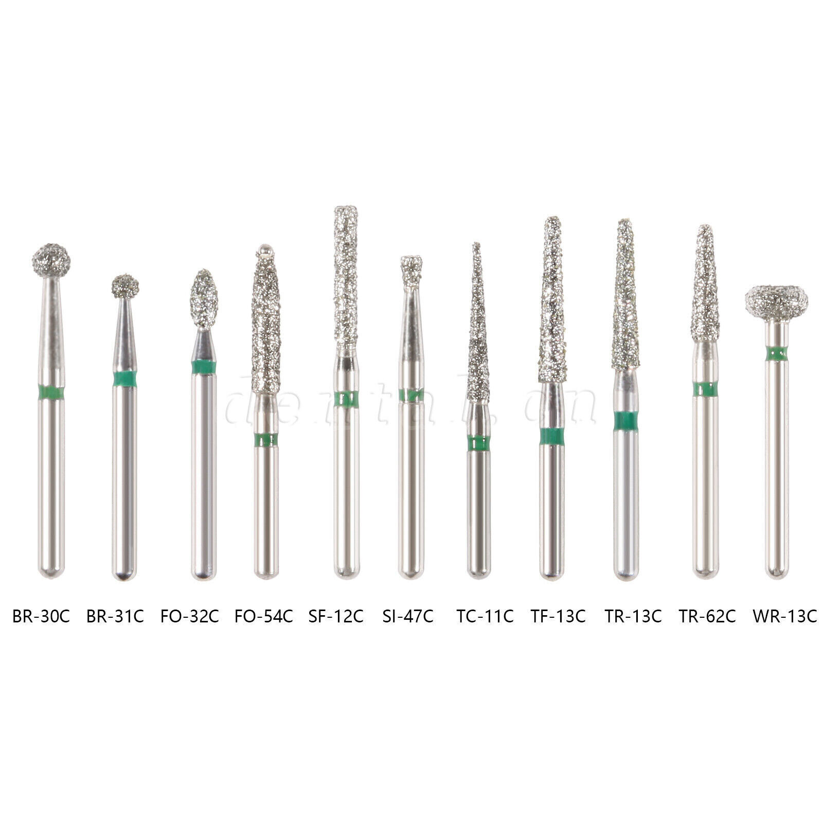 50 pcs Dental Turbine Diamond Burs For High Speed Handpiece Friction Grip Burs