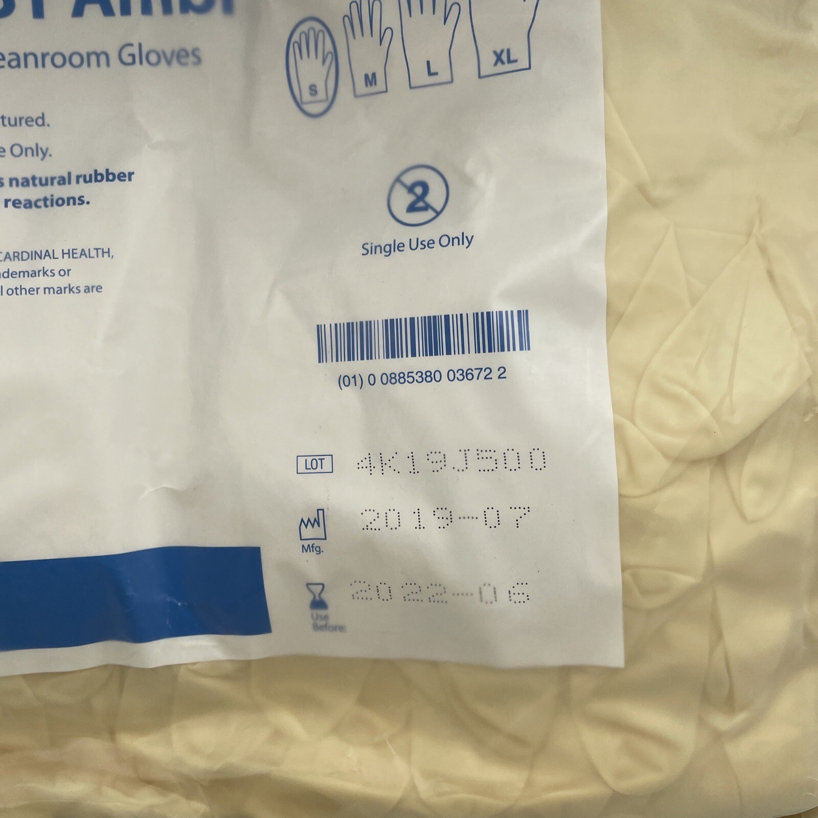 Cardinal Health CP100 Size S, Non-Sterile Latex Cleanroom Gloves 2Y1730 Qty 100