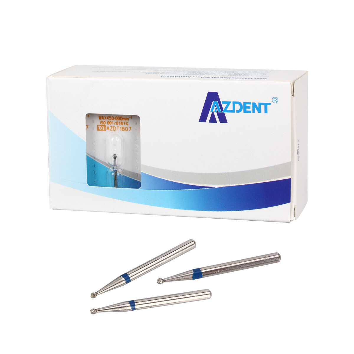 100pcs AZDENT Dental FG Diamond Burs for High Speed Handpiece Friction Grip