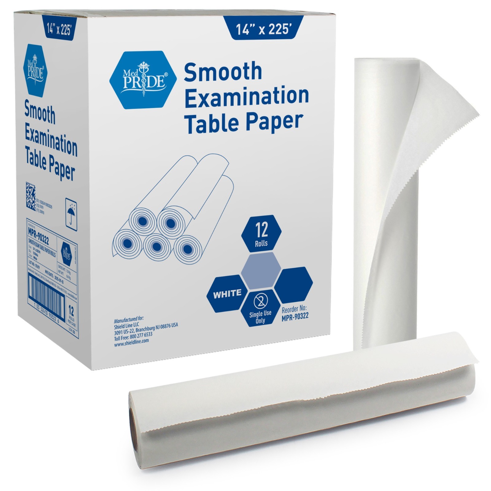 MED PRIDE Smooth Exam Table Paper 225FT Roll – 14″ 18″ 21″ Disposable White