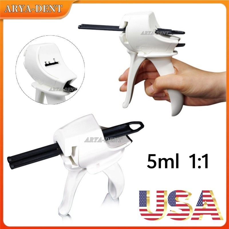 1pcs Dental Impression Dispenser Mixing Dispensing Delivery Gun 5ml Mixer 1:1