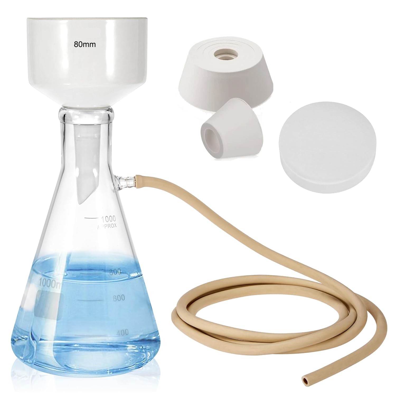 1000ml Buchner Funnel Filtering Kit Lab Filtering Flask Glass w/ Flask Funnel N