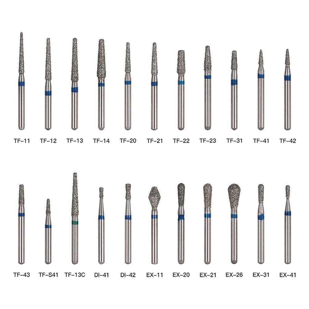 Dental Diamond FG Burs for High Speed Handpiece Friction Grip 1.6mm 100 Types