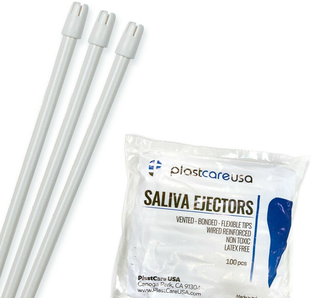 100 (1 Bag) Saliva Ejectors Ejector White Dental, Suction Tips, Disposable