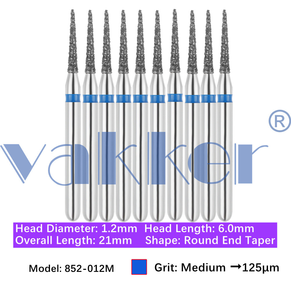 10pc Diamond Bur Shape X-Mas Tree Round End Taper Burs Fine Medium Coarse