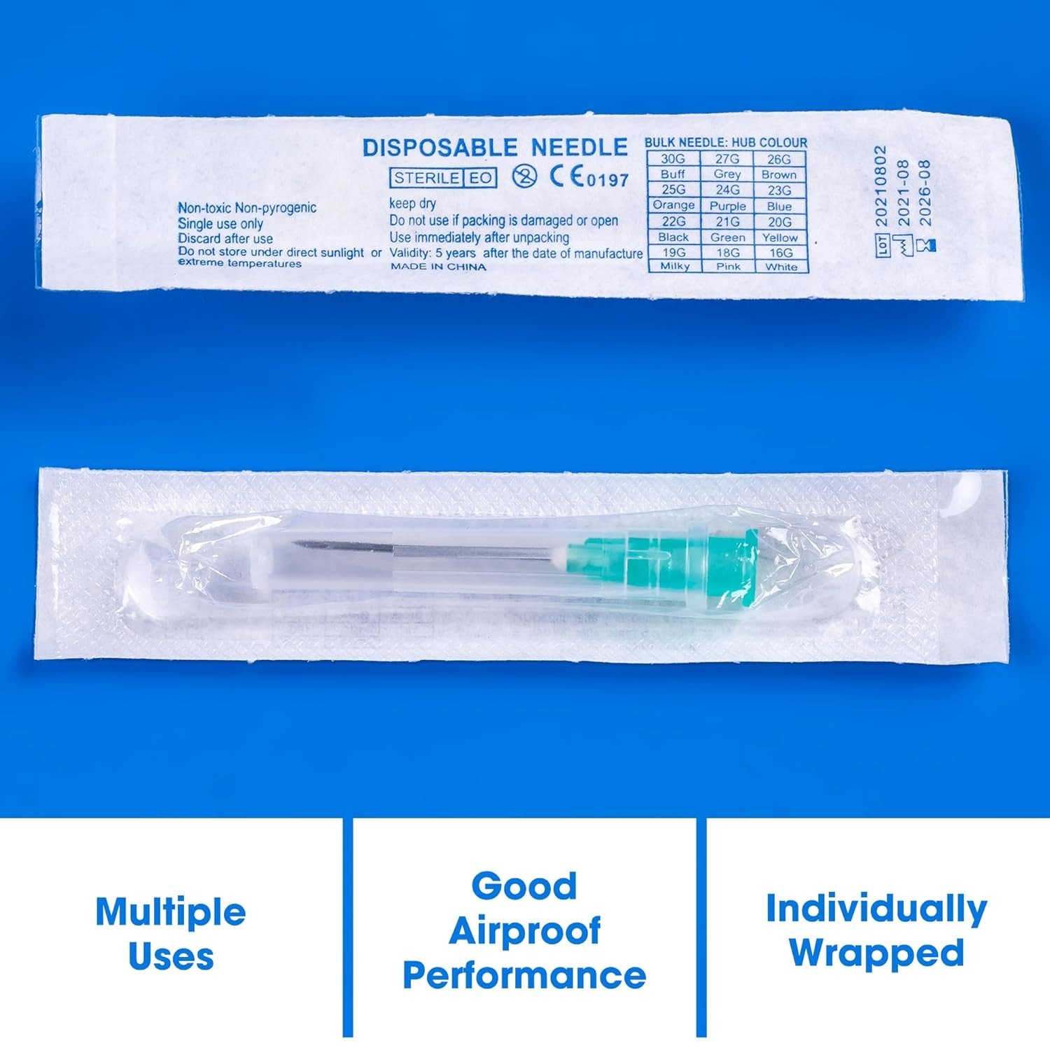 100 Pack 32 Ga 4mm Disposable Needles with Caps for Scientific and Industrial…