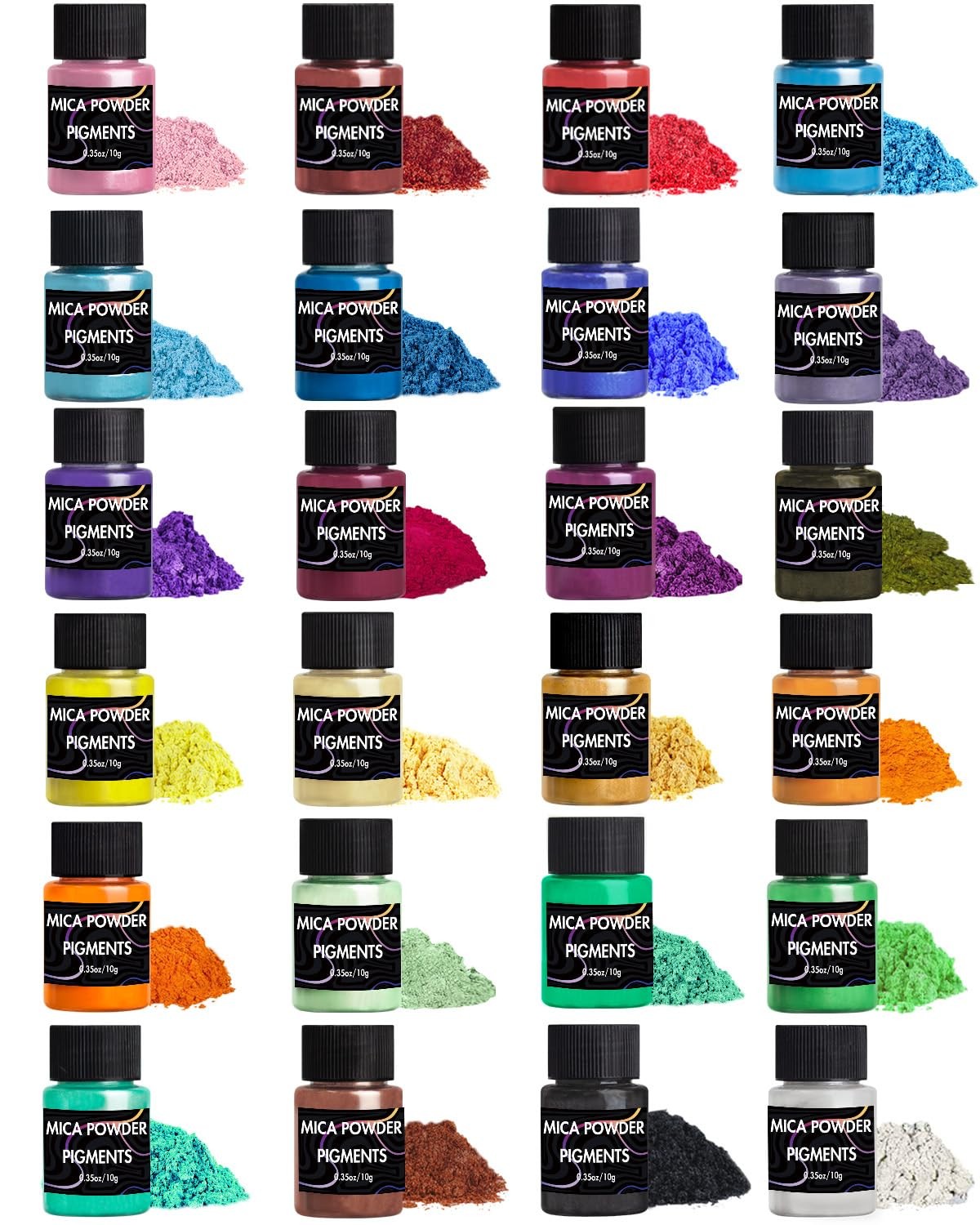 Luckymica Mica Powder, 24 7.756*5.197*2.362in, 24 Colors-Artisan Selection