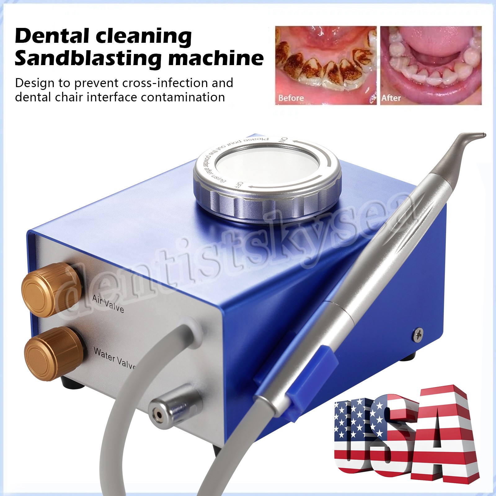 Flow Teeth Polishing Polisher Handpiece Hygiene Jet 2/4 Holes Dental Air Prophy