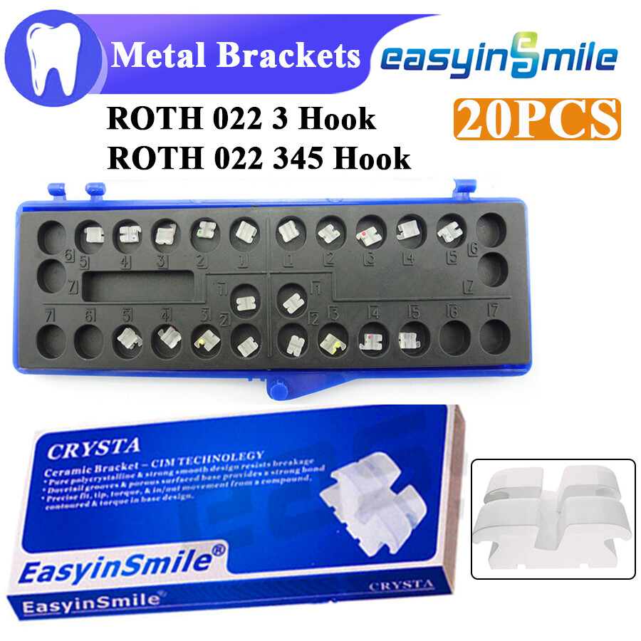 ROTH 022 Dental Ceramic Brackets Orthodontic Clear Braces 3/345 with Hooks 5Pack
