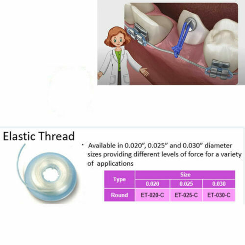 Dental Solid Elastomeric Thread Orthodontic Brackets Braces Traction Wire 25 FT