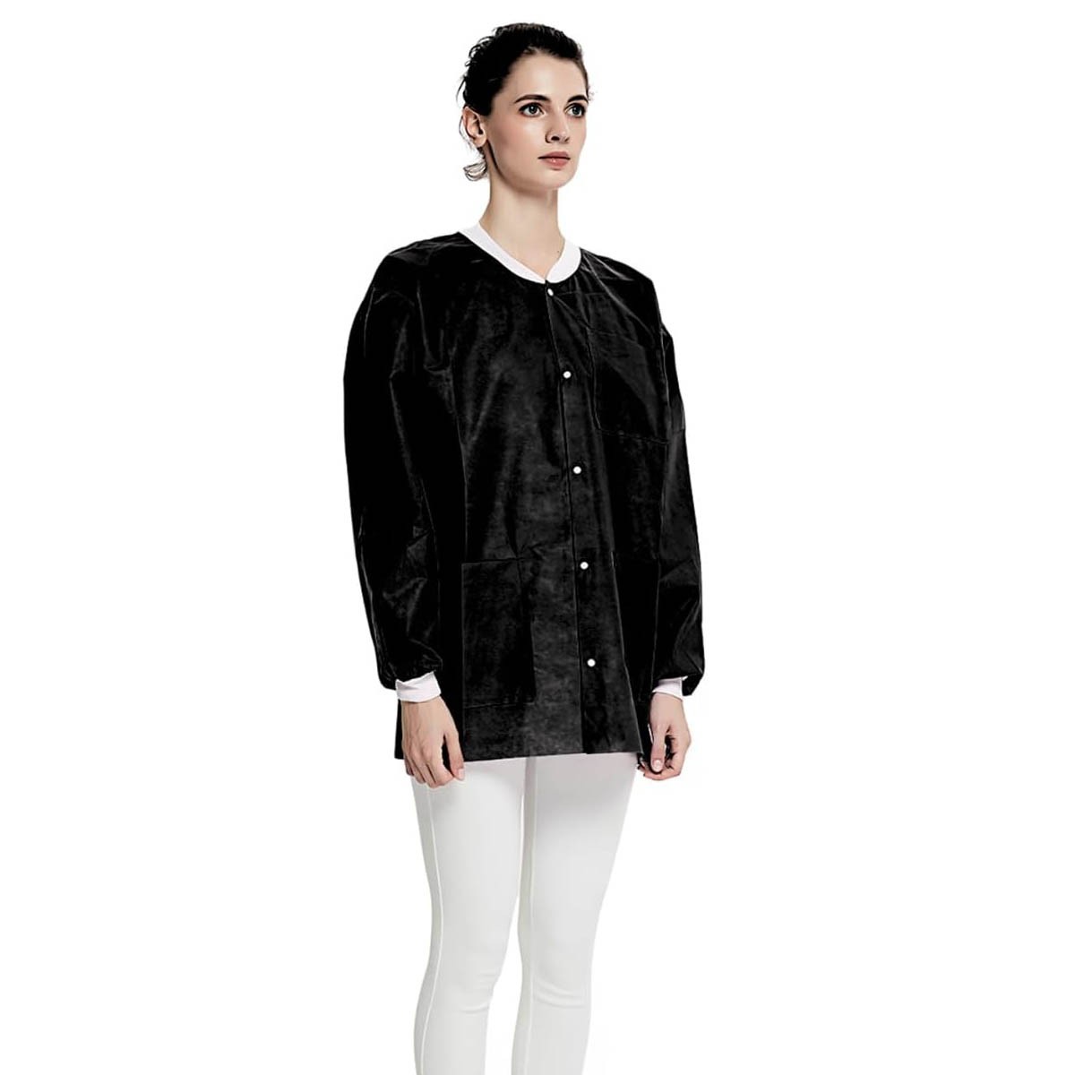 Case of 50 Disposable Lab Jackets, Unisex Hip-Length Lab Coats 45gsm M-2XL