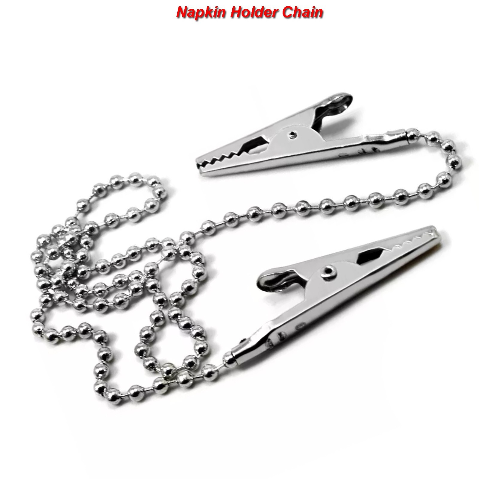 Dental Napkin Holder Chain Flexible Crocodile Bib Clips Metal Balls Dentist Lab