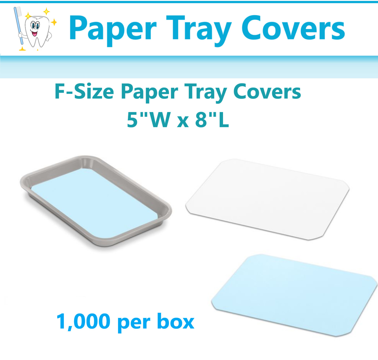 Dental Paper Tray Cover Size B / C / F White Blue Pink Green Lavender 1000/Box