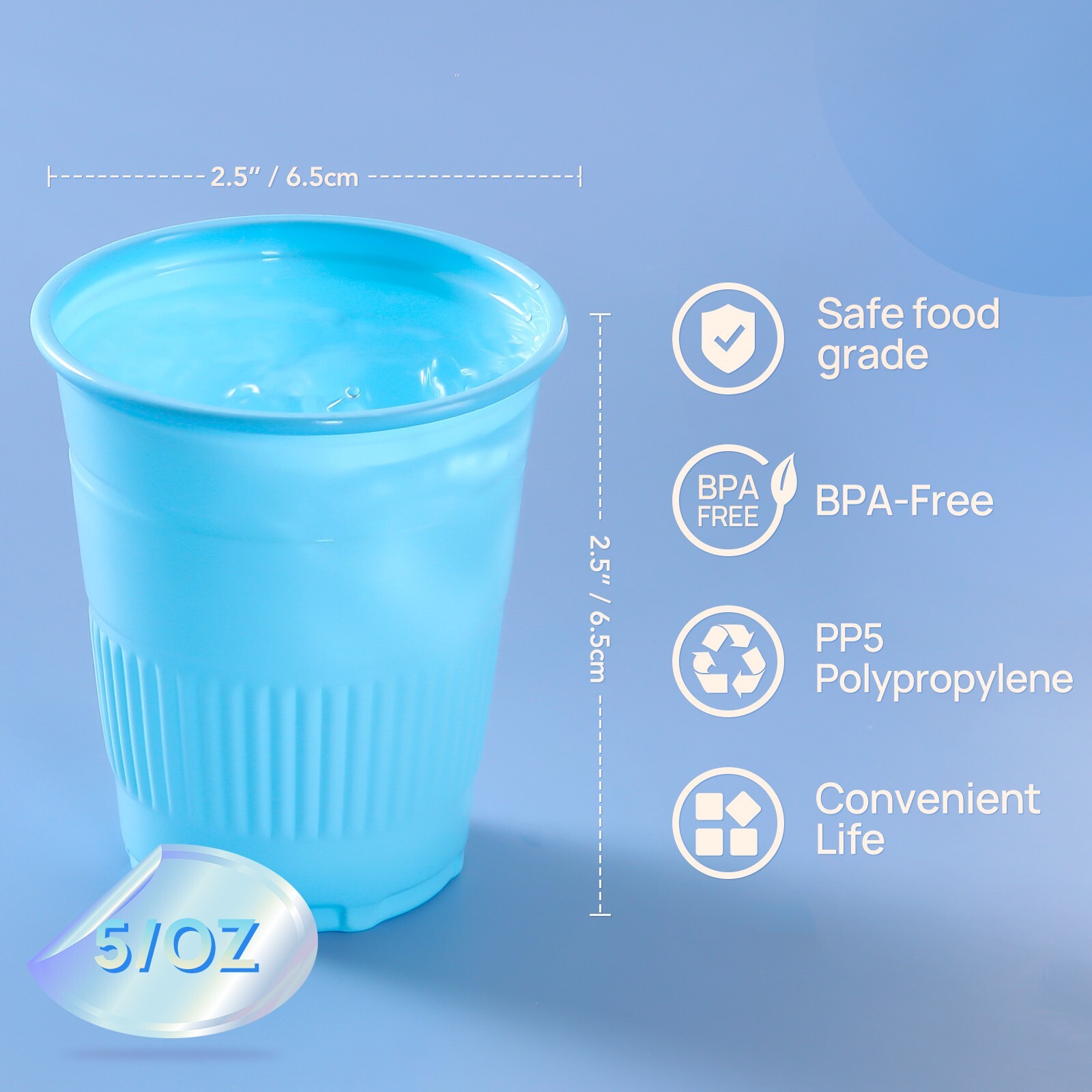 1000 JMU Dental Plastic Disposable Drinking Cups 5OZ Rinse Cup Mouth Wash Blue