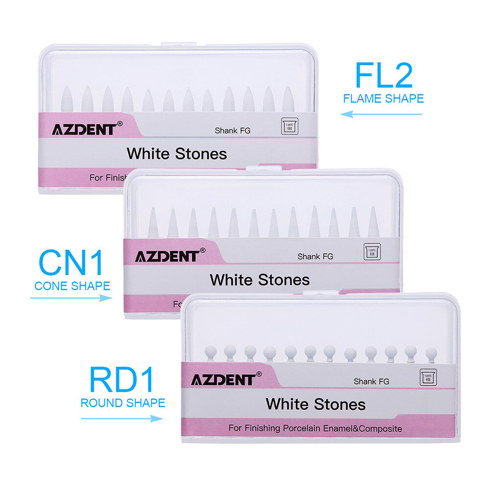 AZDENT Dental Polishing Stone Flame Cone Shape FG Burs Drills Arkansas Stone